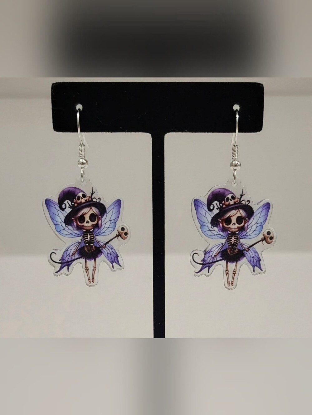 Purple Fairy Skull Dangle Earrings - Women Jewelry